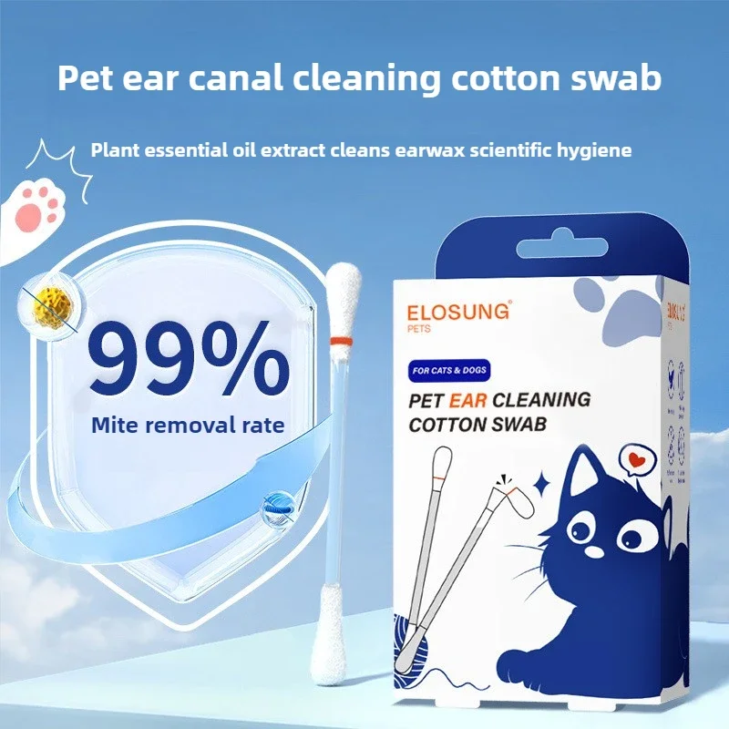 

Ватные палочки с эфирным маслом для чистки ушей домашних животных, универсальные капли для мытья ушей для кошек и собак, капли ушей, 50 ватных тампонов для домашних животных