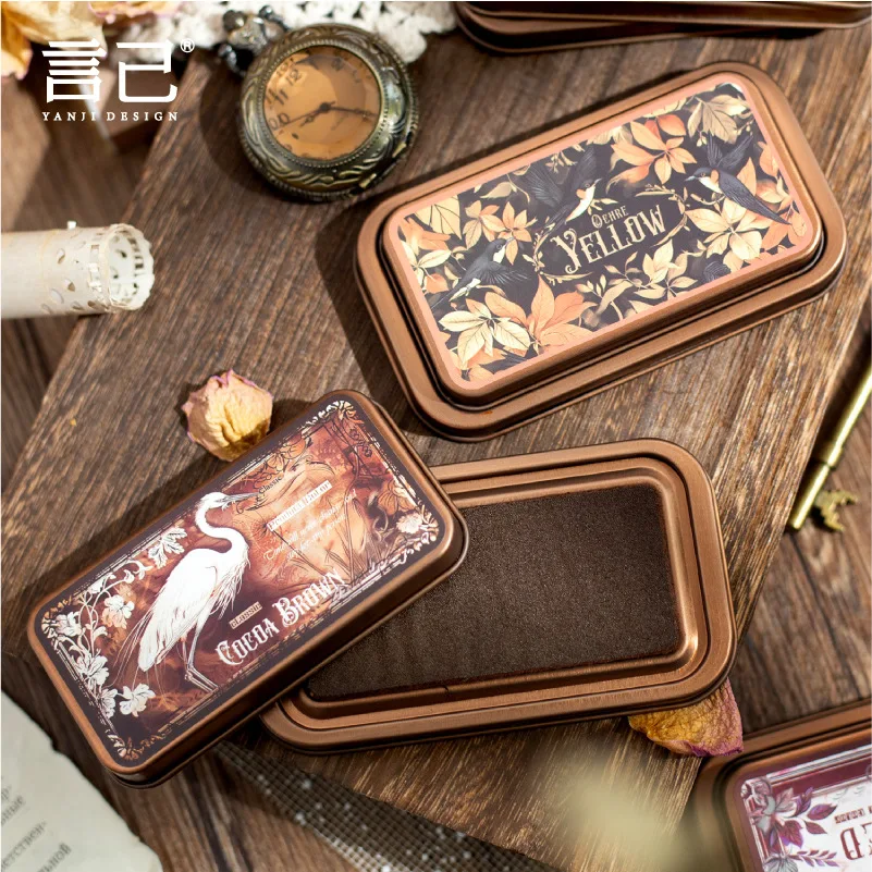 1Pc Medieval Legends Series Vintage Metal Box Quick Dry Stamp Pad for Journaling, Scrapbooking, DIY Cards, Postcards