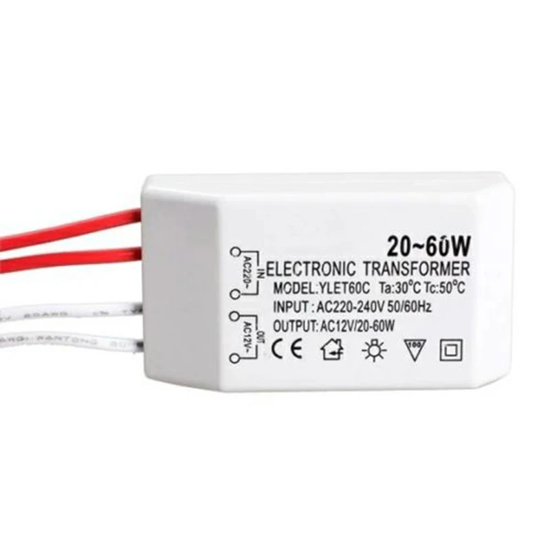 AC 220V To 12V 20-60W Halogen Light LED Driver Power Supply Electronic Transformer Suitable For Lamps Home OutdoorTools