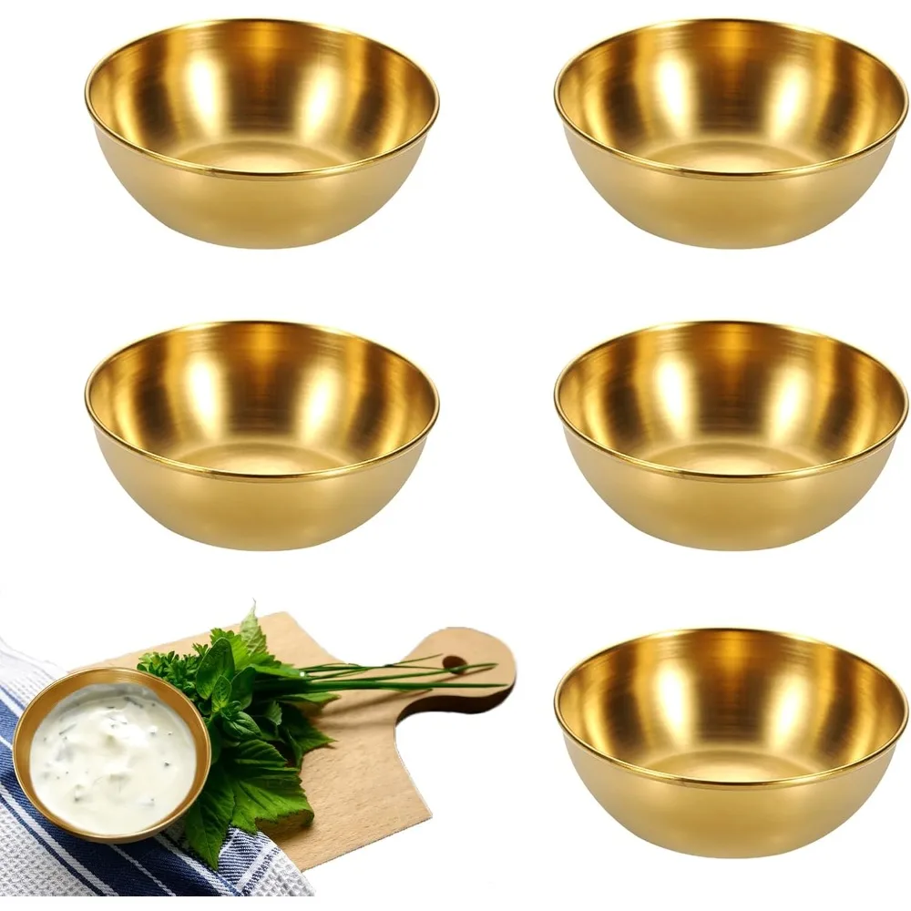 Edelstahl-Saucenschälchen, Japanische Dip-Schälchen, Sushi-Sojasoßen-Schälchen, Kleine Schälchen für Gewürze und Zutaten, Gold/Silber