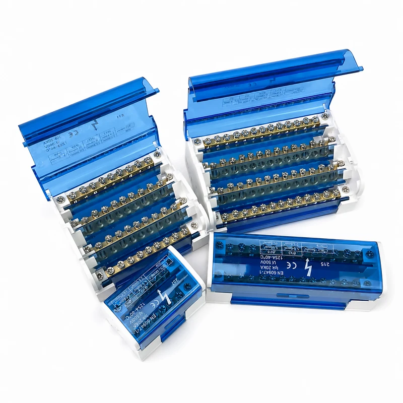 UK207/211/215/407/411/415 DIN Rail Power Distribution Block 125A 500V Multiple Input Output Universal Power Junction Connector