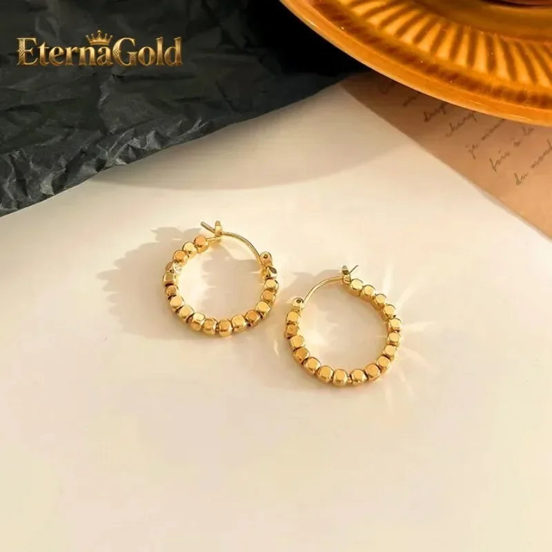 

EternaGold Новые легкие роскошные серьги из настоящего золота 9999 пробы 24K в форме маленьких сахарных кубиков, круглые и квадратные, универсальные серьги.