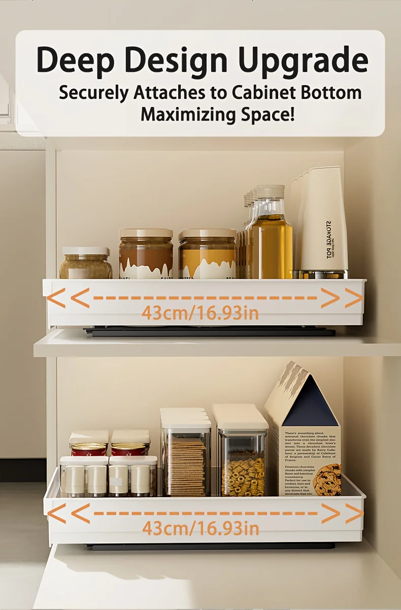 Bohrfreier Magic Tray – robuster, ausziehbarer Organizer für Schränke/Spülen. Einfache Installation, riesiger Platzspareffekt! Perfekt für Tiny Homes – Detail 5