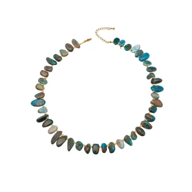 A52E Asymmetrical Beaded Collarbone Necklace Stone Detail Handmade Jewelry Adjustable Length Neckchain For Daily Wear