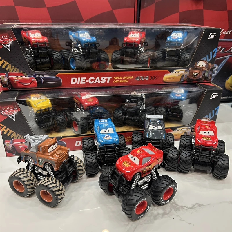 1-4 Stück Disney Pixar Cars Geländewagen Pullback Cars 4 Stück/Set Lightning Mcqueen Legierung Auto Modell Set Kinder Geburtstagsgeschenk Spielzeug
