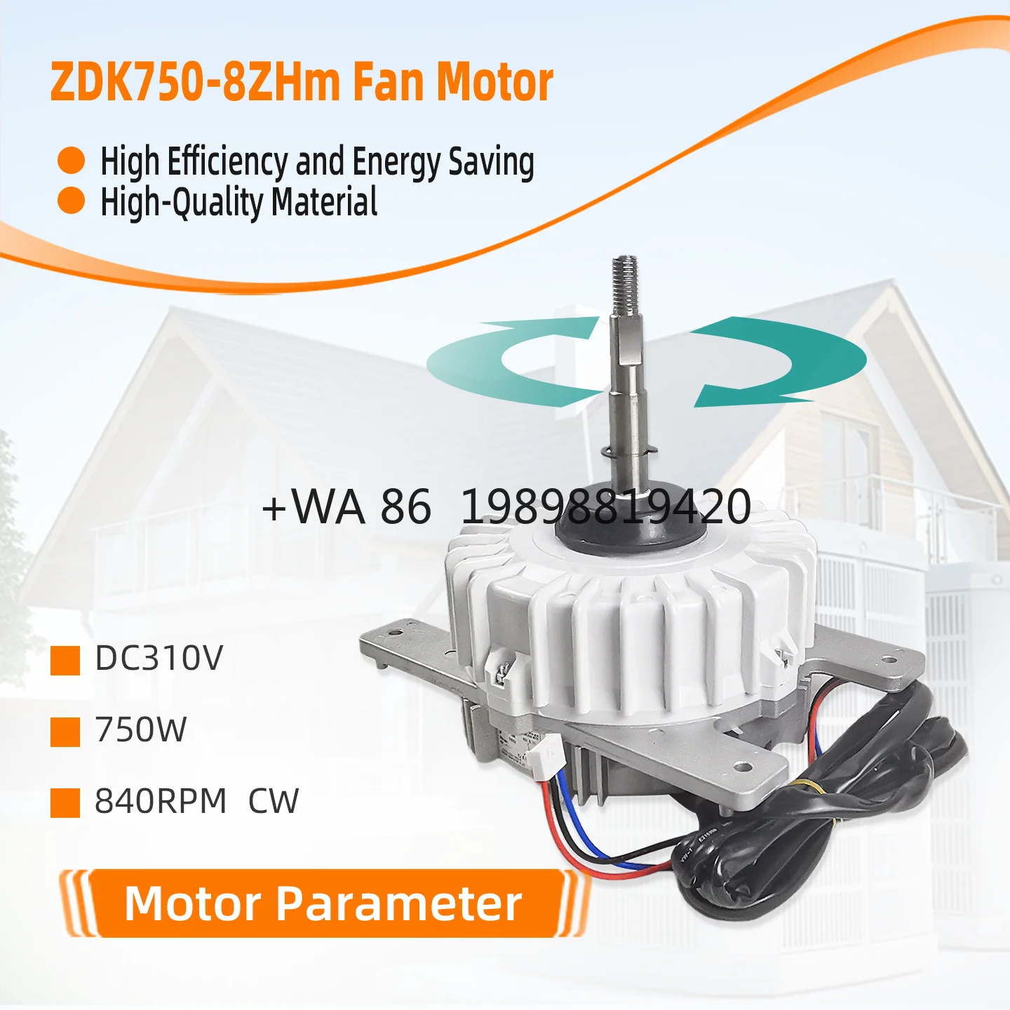

CW BCL 8-полюсный детали кондиционера Двигатель вентилятора DR-310-750-8-1 ZDK750-8ZHm DC310V 840RPM 750W