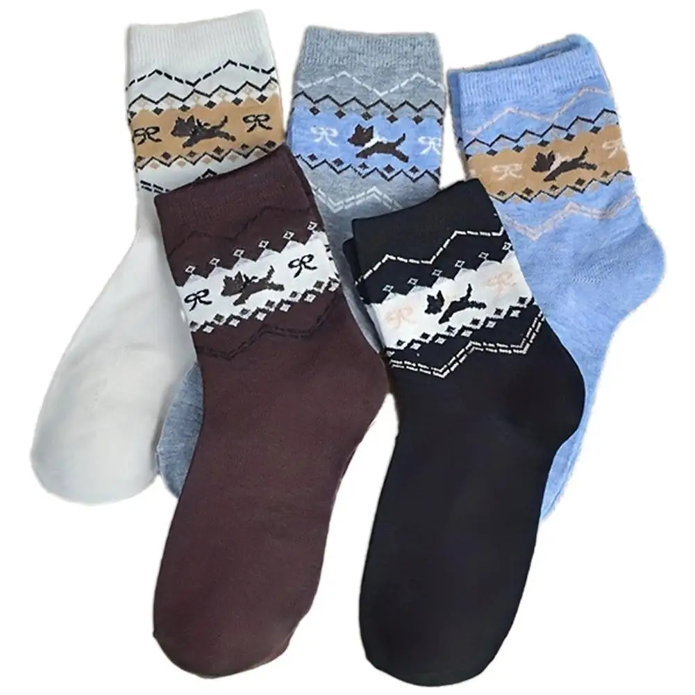 Outono inverno retro cão meias arco dos desenhos animados bonito meias médias moda versátil meias femininas
