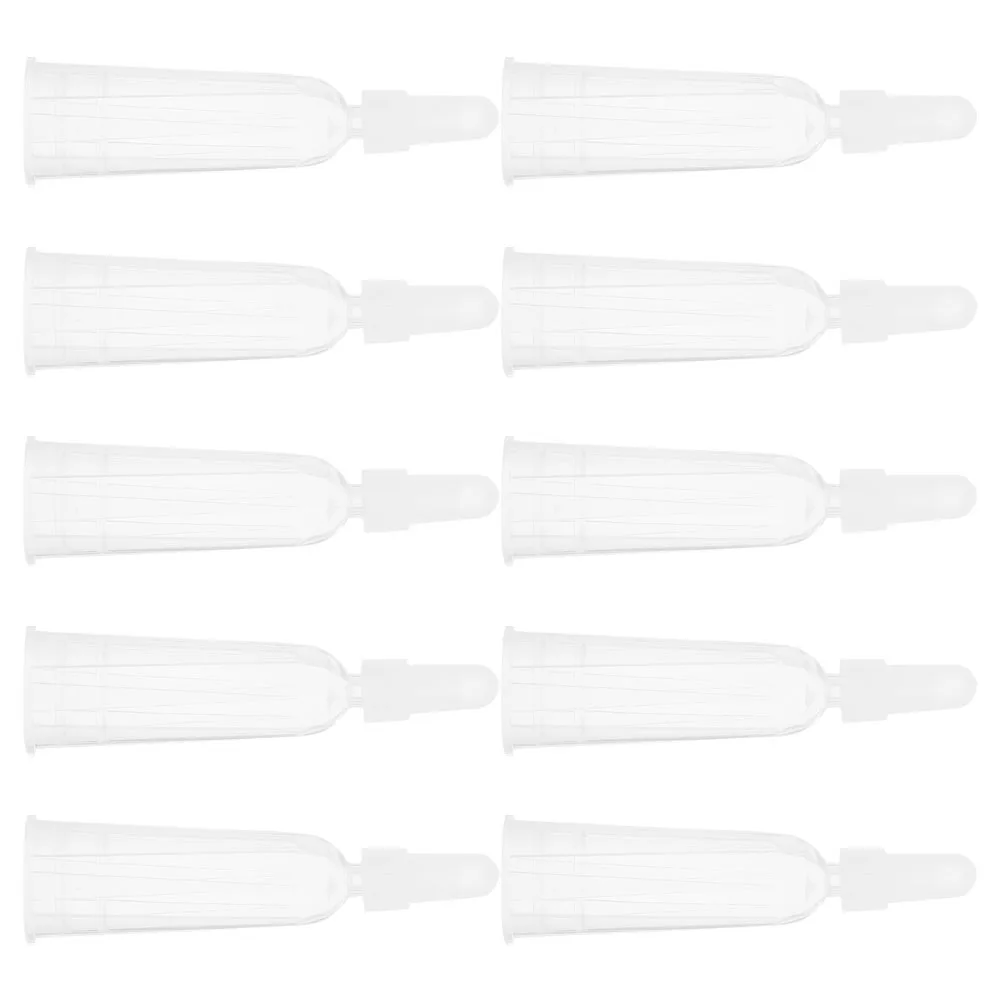 ฝาหยดขวดแอมพูลแบบใส 10 ชิ้นพร้อมแผ่นป้องกันมือ คอโค้งนุ่มเพื่อการใช้กาวที่แม่นยำ