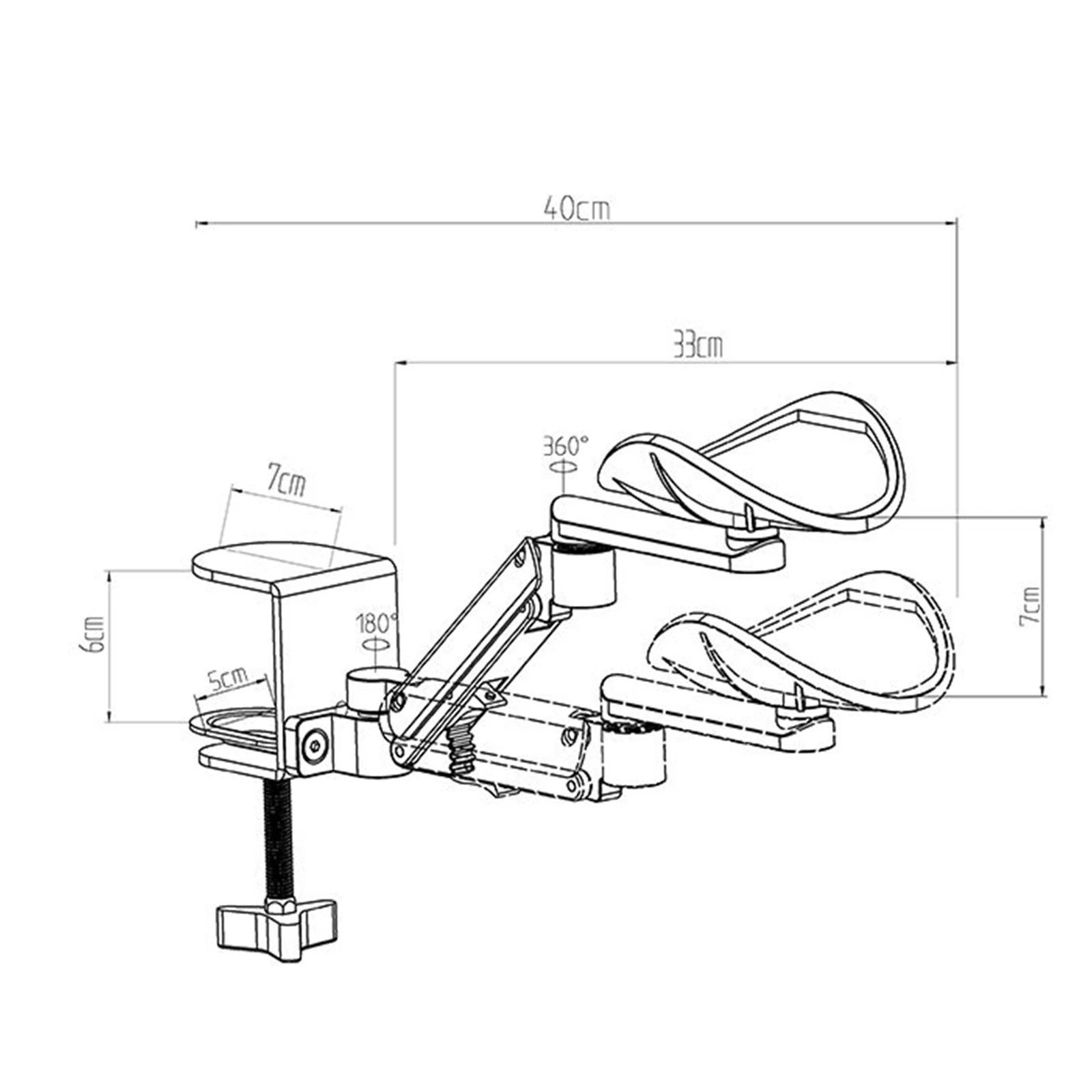 Accoudoir d'ordinateur réglable ergonomique, support de bras portable, support de chaise de bureau, support de clavier, support d'escalier