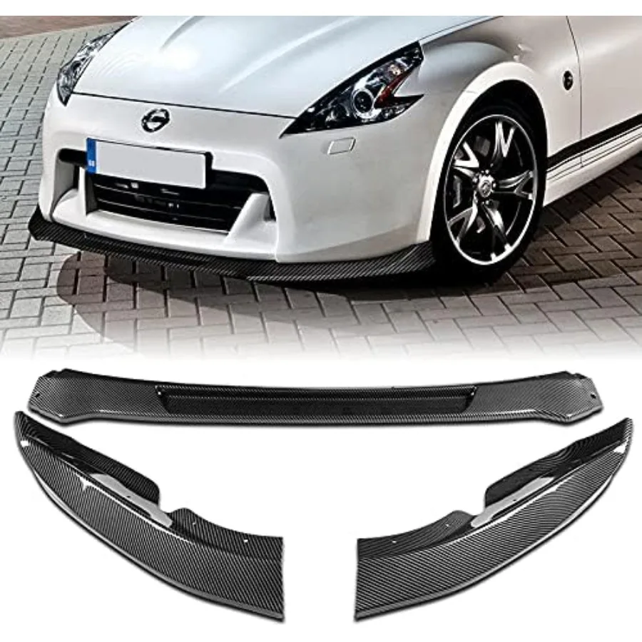 EPARTS 3 Pieces Style Front Bumper Lip Spoiler Splitter Chin Side Body Kit Trim Protection Compatible with 2009-2012 Nissan 370