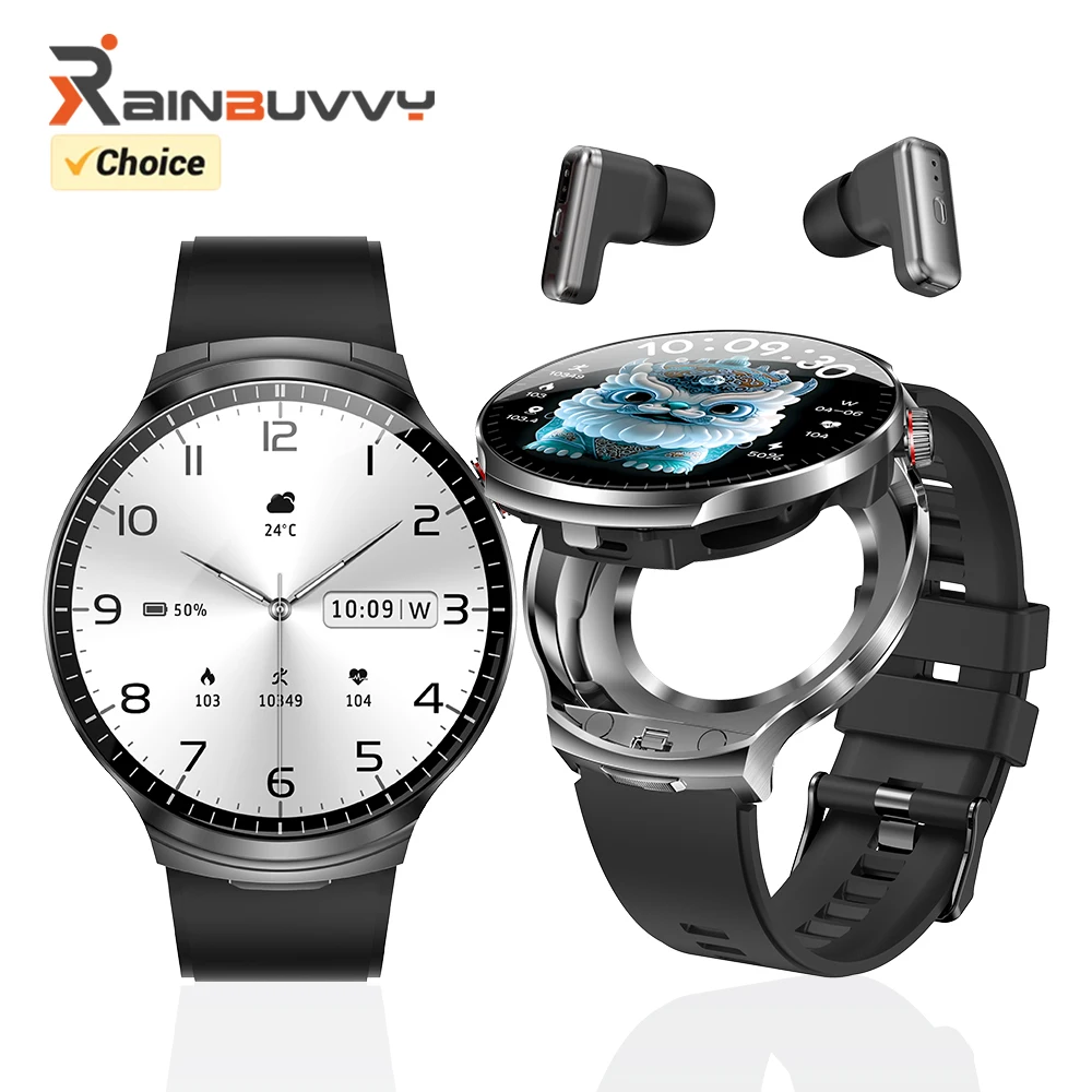 Rainbuvvy T100 TWS Smart Watch with Built-in Earbuds 1.85-inch IPS HD Display 3-in-1 Wireless Bluetooth Call Capability