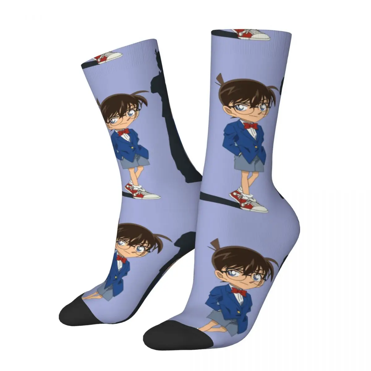 Funny Happy Men's Compression Socks Shadow Vintage Harajuku Detective Conan Street Style Novelty Pattern Crew Crazy Sock