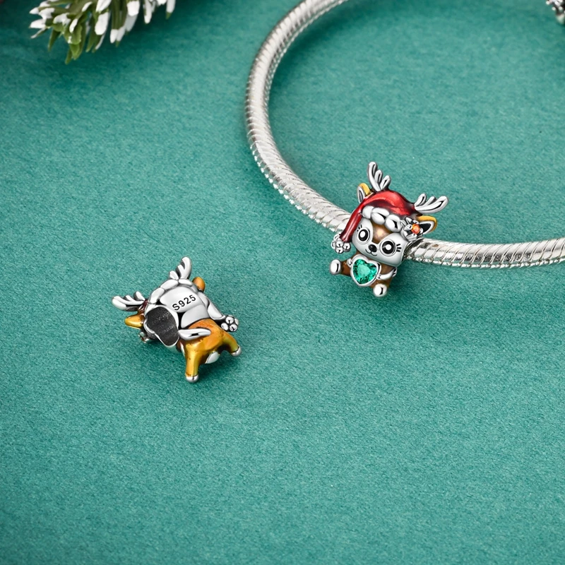 2024 New 925 Sterling Silver Snowman Elk Santa Christmas Charms Bead Fit Pandora 925 Original Bracelets DIY Jewelry Holiday Gift