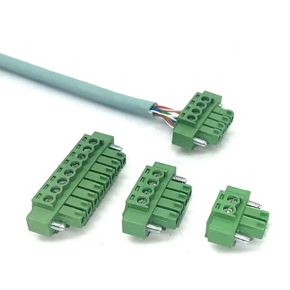Pitch 3.81mm 15EDGWC 3.81mm Terminal Block 2P/3P/4P/5P/6P/8P/9P with Flange Fixed Panel Pluggable Terminal Block Connector