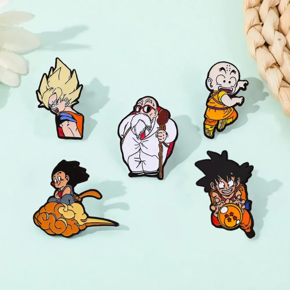 5 Pcs Classic Popular Anime Brooch ​Son Gohan Creative Enamel Pin Metal Badge Jewelry Clothing Backpack Accessories Gift view 6