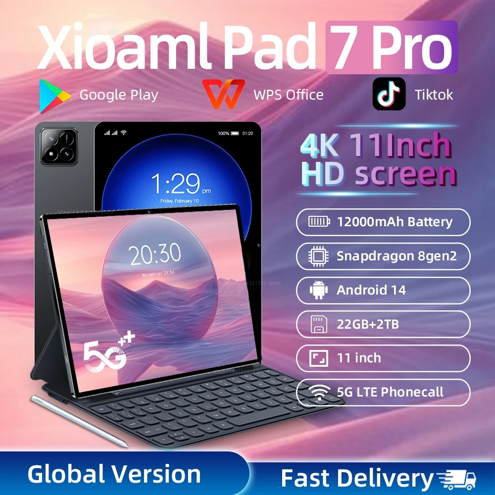 2025 Brand New Original xioaMI PAD 7 Pro Android 14 Tablet 11 inch HD 16GB+1T 12000mAh 5G Dual SIM PhoneCall WiFi GPS Tablets PC