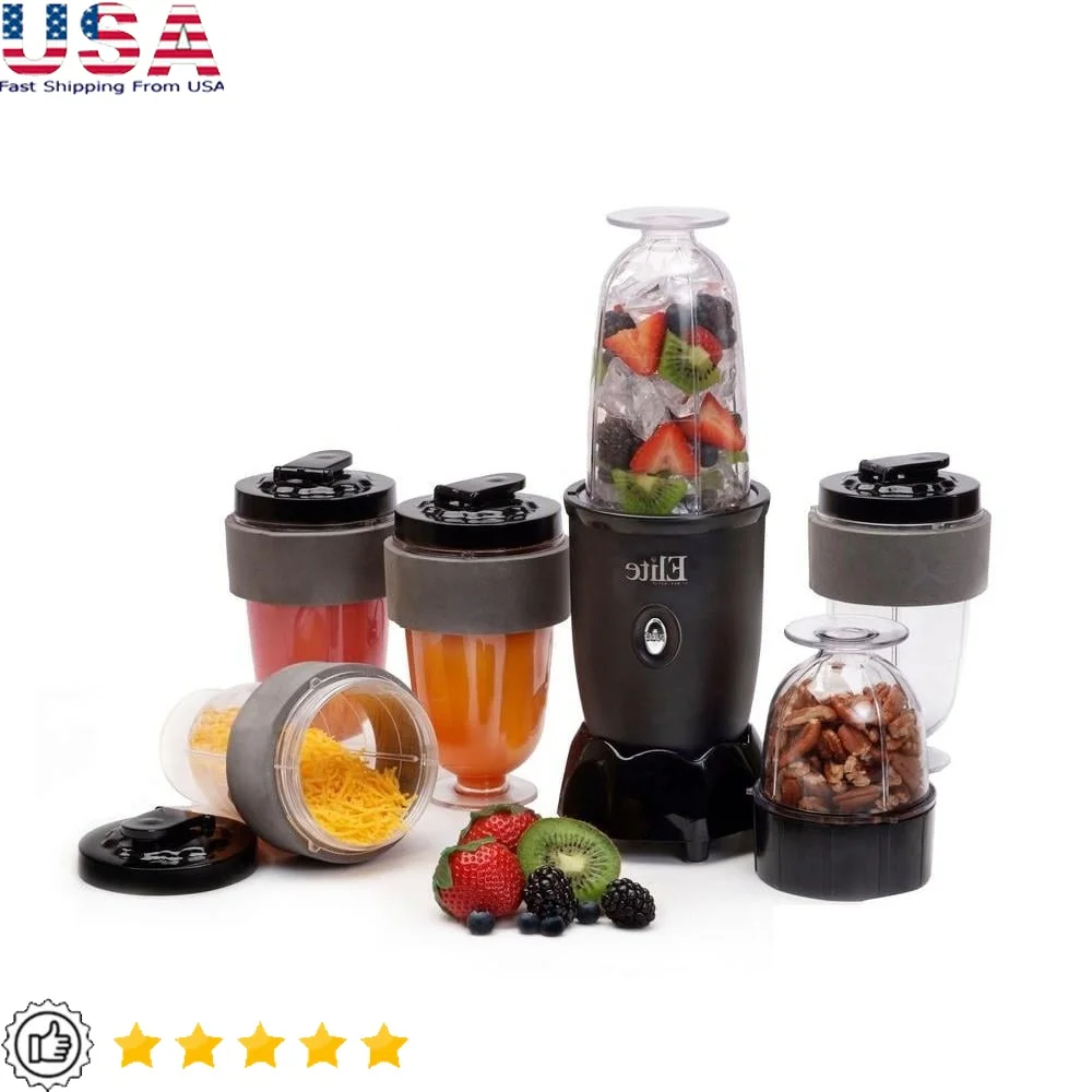 

17 Piece Personal Drink Blender 300W with 16 Oz Travel Cups Grinding Cup Mixing Cups Foam Gaskets Easy Clean Powerful Motor
