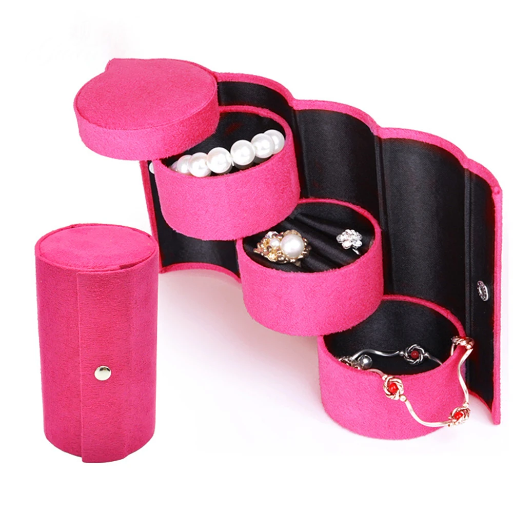 Small Jewelry Case Box Rotatable Ring Necklace Jewelry Storage Box Women Tiered Jewelry Box  Travel Essential Accessories