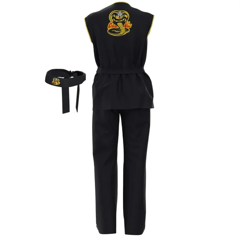 Karate Kind Cobra Kai Uniform Cosplay Kostüm Tory Nichols Robby Keene Anzug Top Stirnband Hosen Halloween Party Kind Erwachsene Outfits