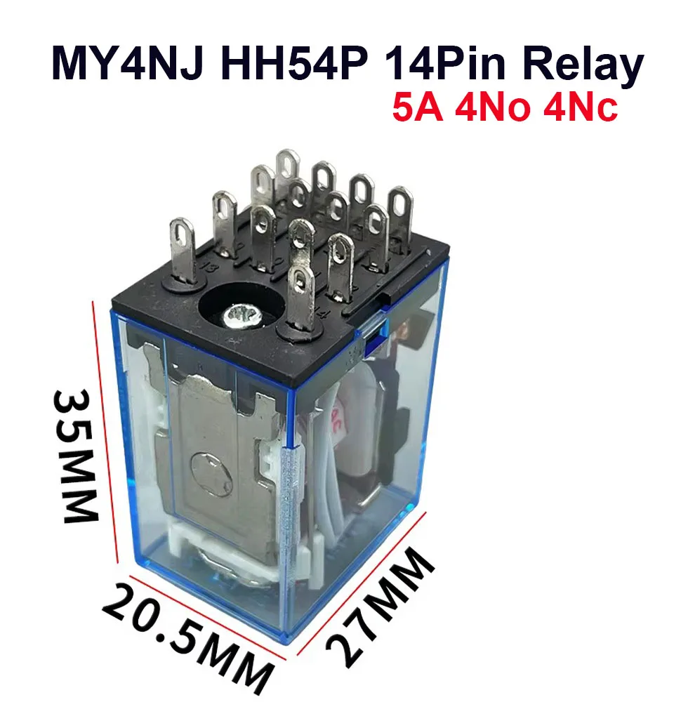 1 세트 MY4 소형 전자기 릴레이 전원 릴레이 DC12V DC24V AC110V AC220V 코일 4NO 4NC DIN 레일 14 핀 + 베이스 미니 릴레이