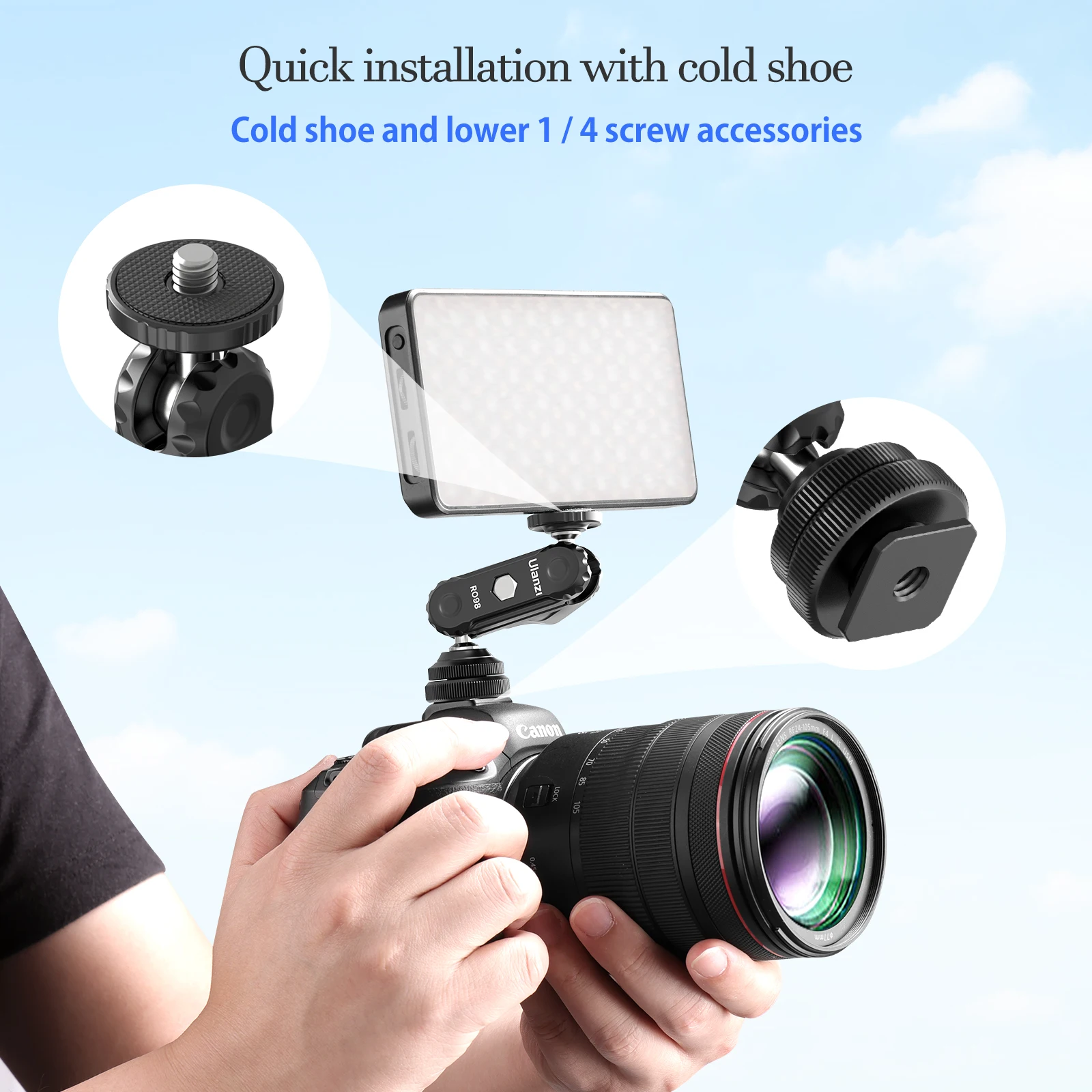 Ulanzi R098 Cold Shoe Adapter Mount Magic Arm 1/4 "Schroef Monitor Mount Voor Video Light Dslr Slr Camera Kooi Statief Mount Stand