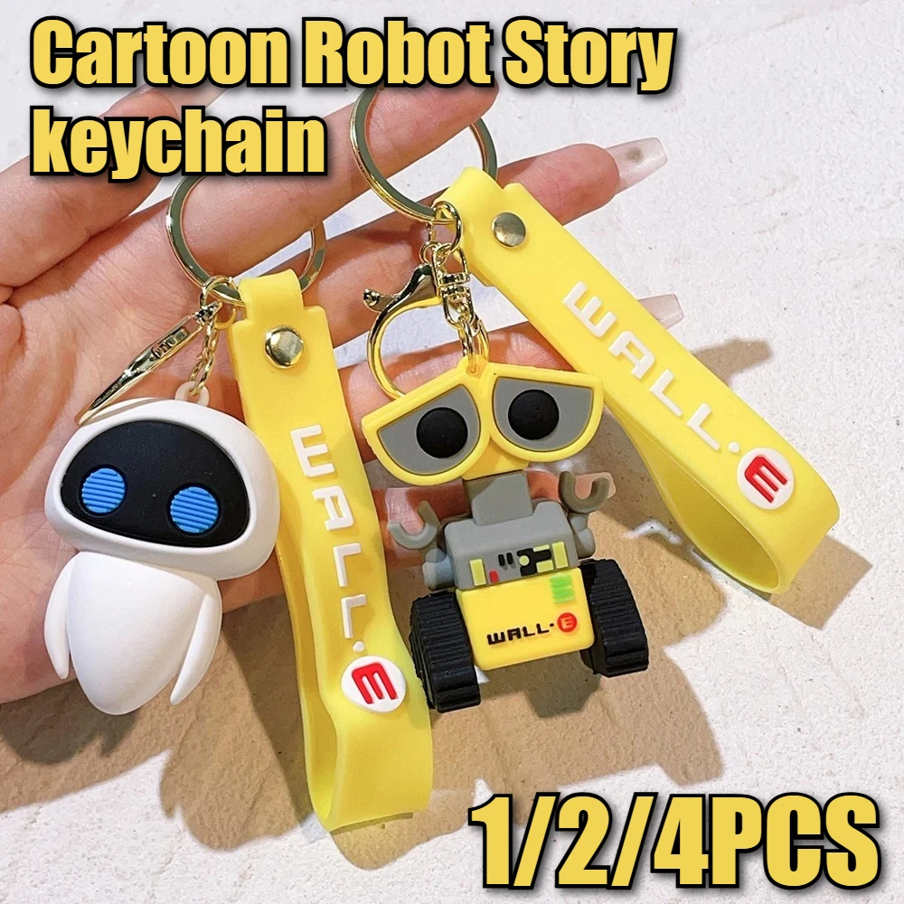 1/2/4個入り アニメ ウォーリー キーホルダー フィギュア 可愛い イーヴ 漫画 キーリング ペンダント 車の鍵 アクセサリー ジュエリー おもちゃ 誕生日プレゼント 友達へ