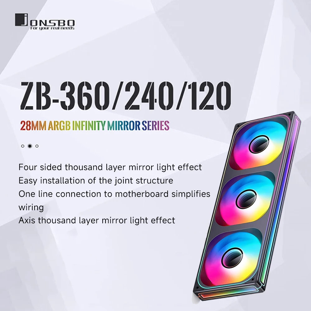 

JONSBO ZB-120/240/360 ARGB-кулер для процессора — игровая система охлаждения, монолитная структура, вентилятор с водяным охлаждением, ШИМ-вентилятор