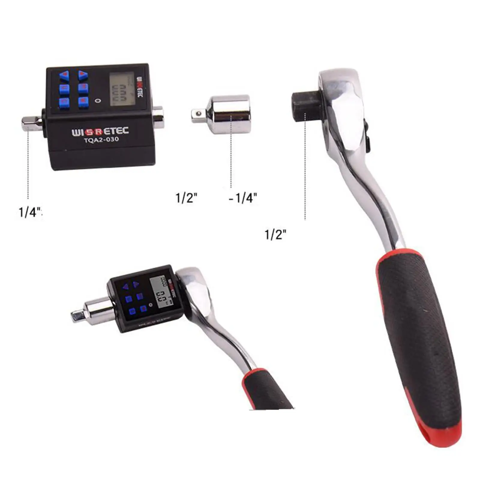 Electronic Digital Display Torque Meter Adapter with LED Alarm for Professional Steel Torsion Measuring Tester