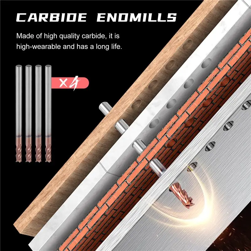 Happy New- 5PCS 3Mm Solid Carbide Endmills Endmill D3X8XD4X50L 4Flute Side Milling Slotting Profiling Face Mill Standard Length