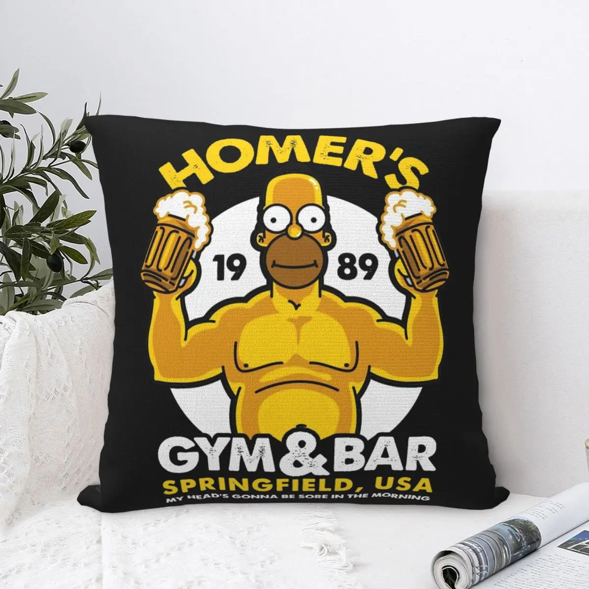 Homer's Gym Simpsons Pillowcase Soft Fabric Cushion Cover Decor Pillow Case Cover Seater Zipper 18''