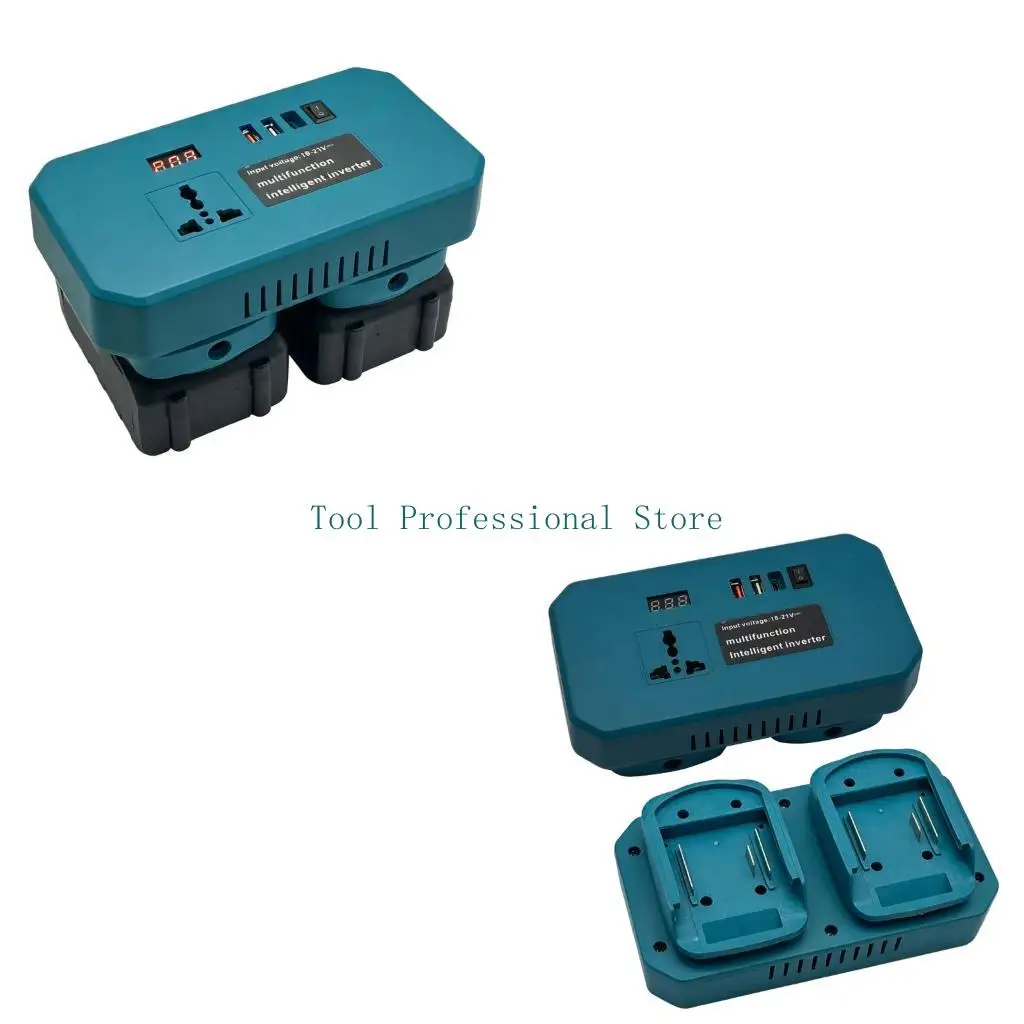 57QF Battery Output Inverters Adapter with Household Outlet, USB Charging, Display Window and Power Button for Outdoor and