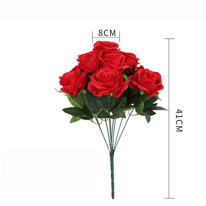 3/4 Stück Künstliche Rosensträuße mit 9 Blüten, Hochwertige Seidenblumen, Rosa Rosen-Simulation für Hochzeit, Gartendekoration – Detail 3