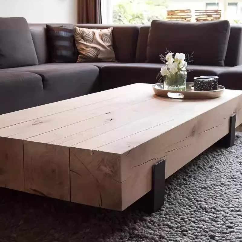 

American solid wood retro coffee table creative tea table tea home living room log tea TV cabinet