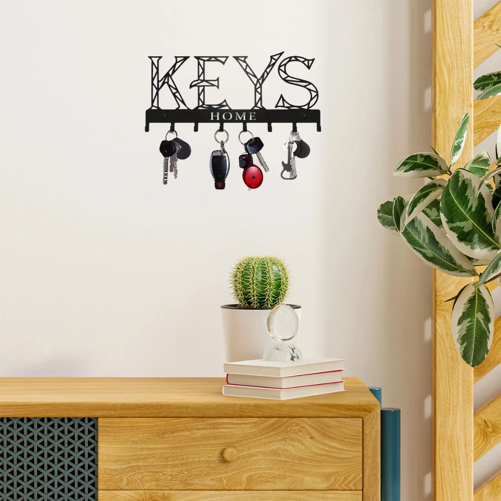 1pc Metal Wall Mounted Storage Rack Floating Key Holder Hook, Adhesive/Punching Installation Storage Rack