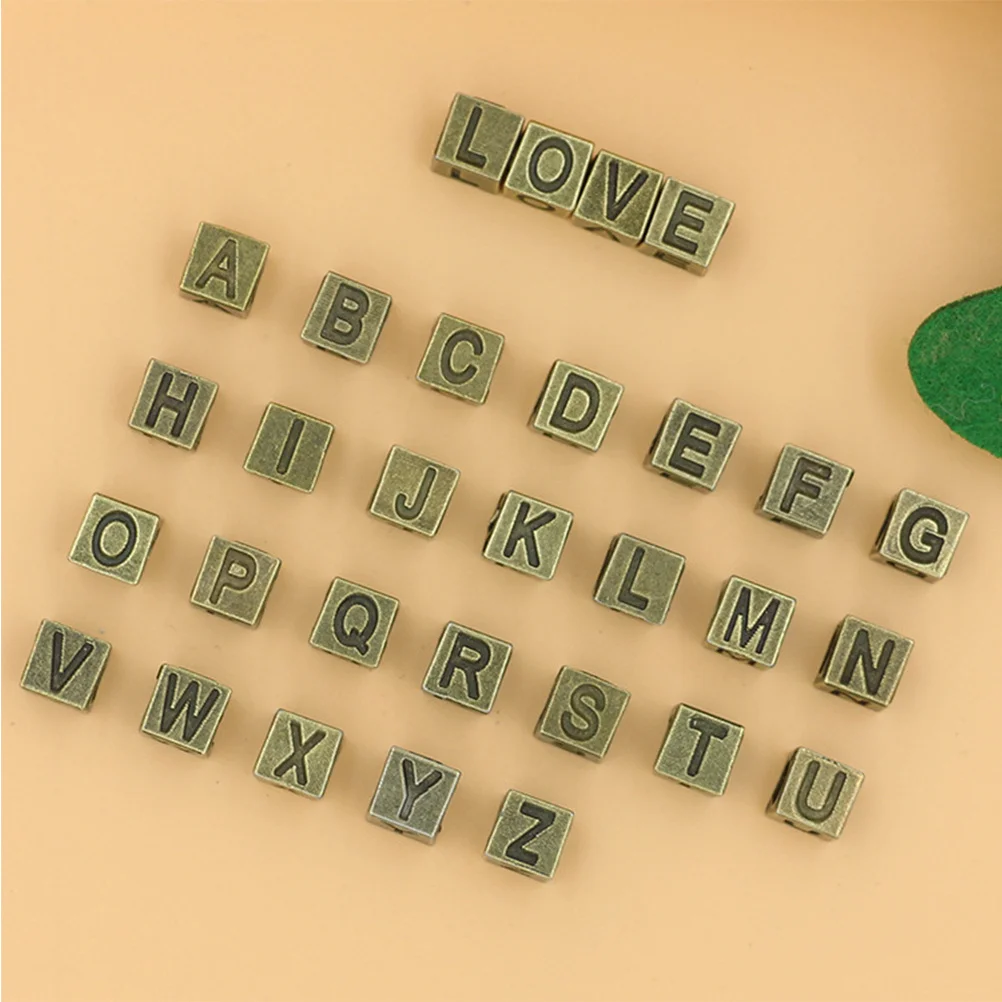 

100Pcs Alphabet Spacer Beads for DIY Jewelry Making Fine Workmanship Alloy Letter Charm Suitable Bracelet Necklace Dangle Craft