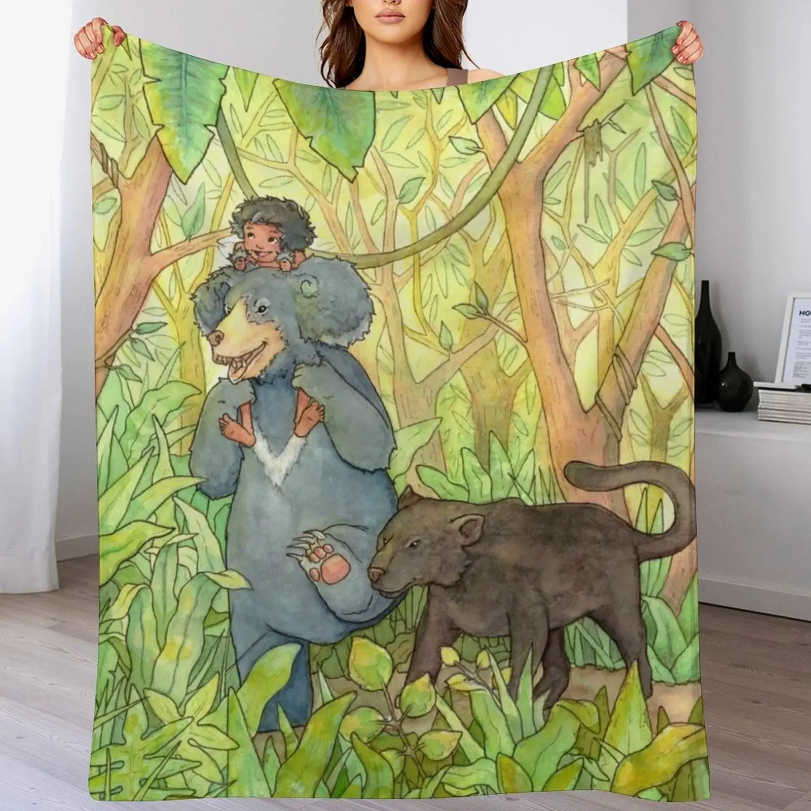 

Three Friends on a Walk Throw Blanket Softest valentine gift ideas Camping manga Blankets