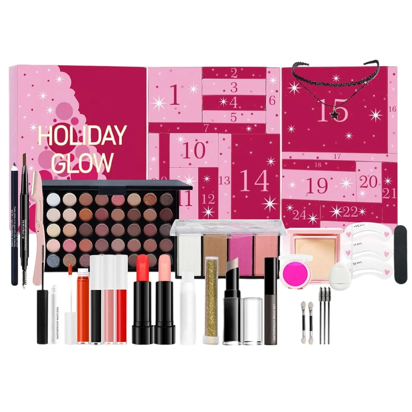 

Christmas Makeup Kit Christmas Countdown Calendar Box The Lipstick Blush Eyeshadow Eye liner Concealer Calendar Full Kit