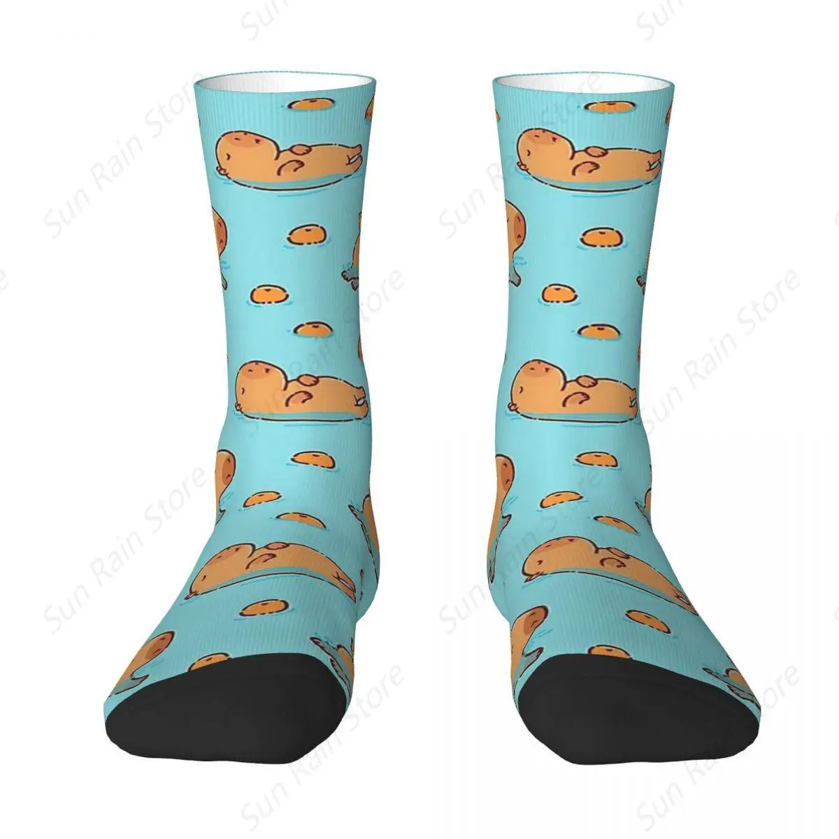 Swimming With Oranges Capybara Unisex Winter Socks Running Happy Socks Street Style Crazy Sock