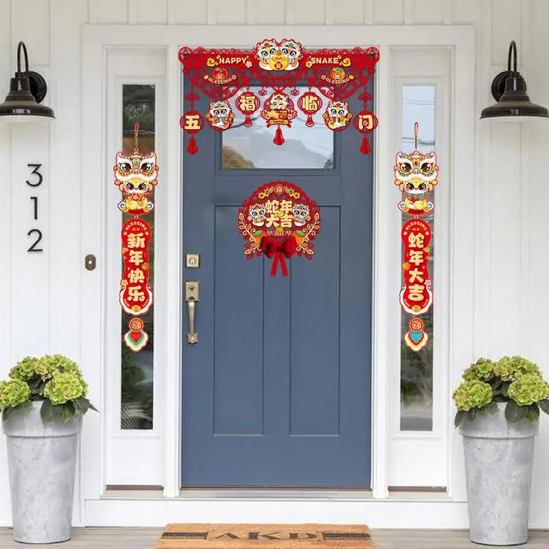 New Year Couplets Snake Year Door Decoration Set Chinese New Year Decoration Ornaments Fu Character Chinese Couplets Chunlian