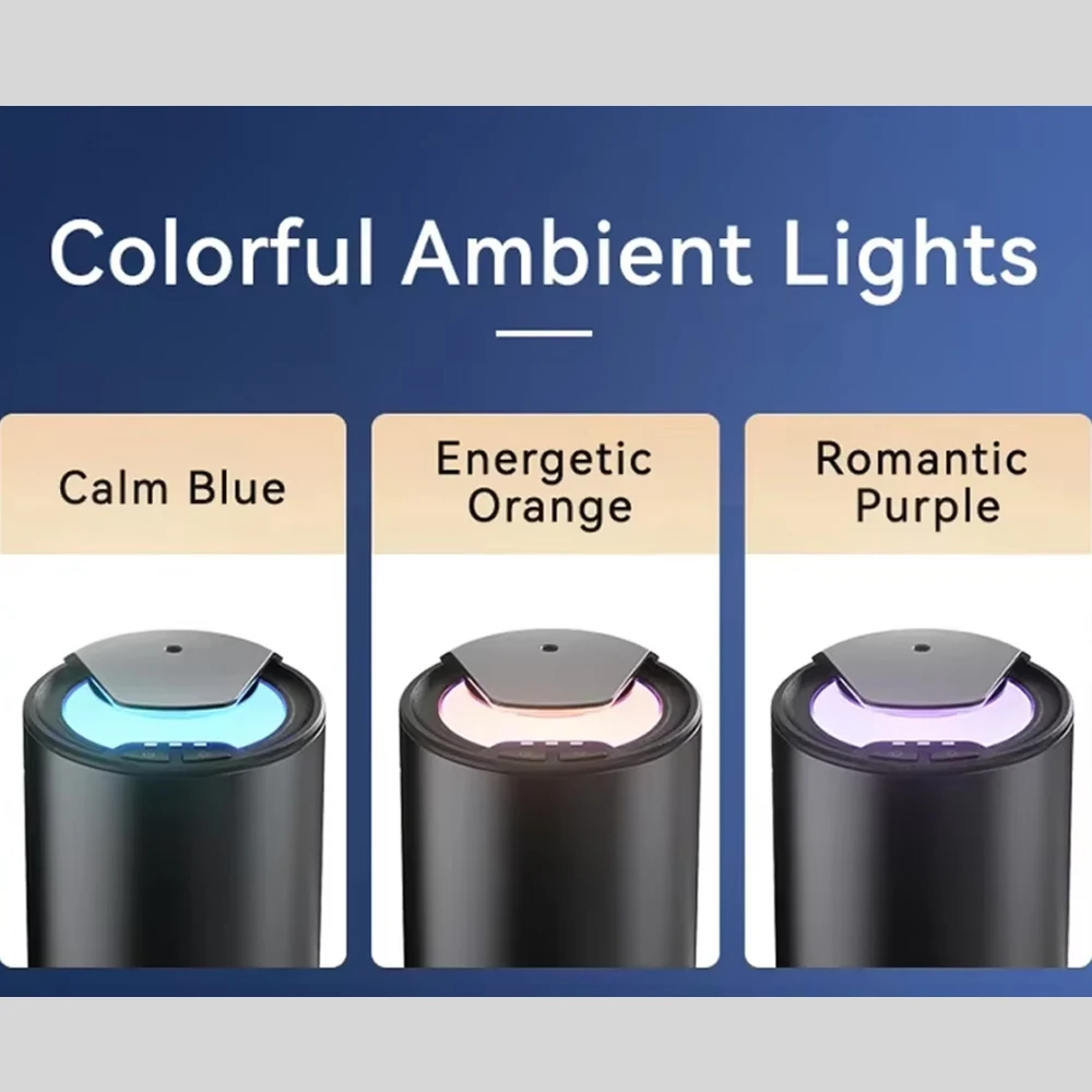 Portable Waterless Fragrance Oil Aroma Diffuser Essential Oil Car Scent Diffuser USB Rechargeable Car Air Freshener with LED
