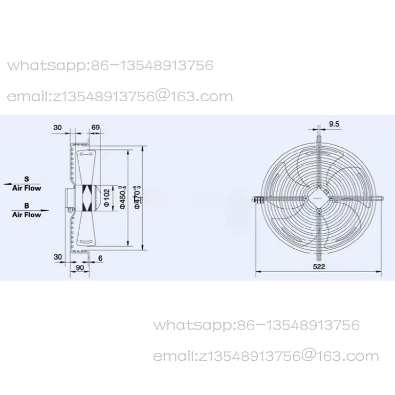 YWF-4E/4D-450S/B External Rotor Axial Flow Cold Storage Fan Cooling Motor Condenser Fan