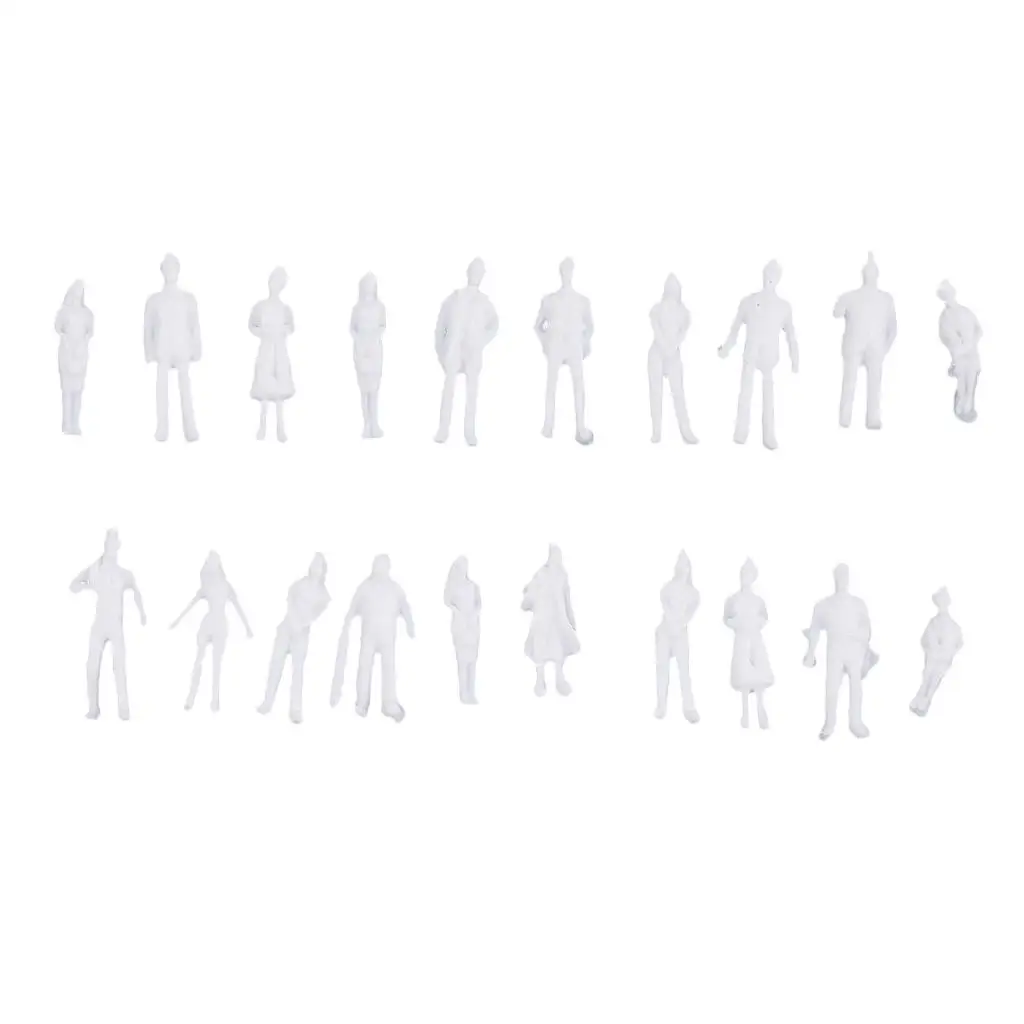 20 Pack 1:100 Unpainted Model People Miniature Architecture Figure Figurine