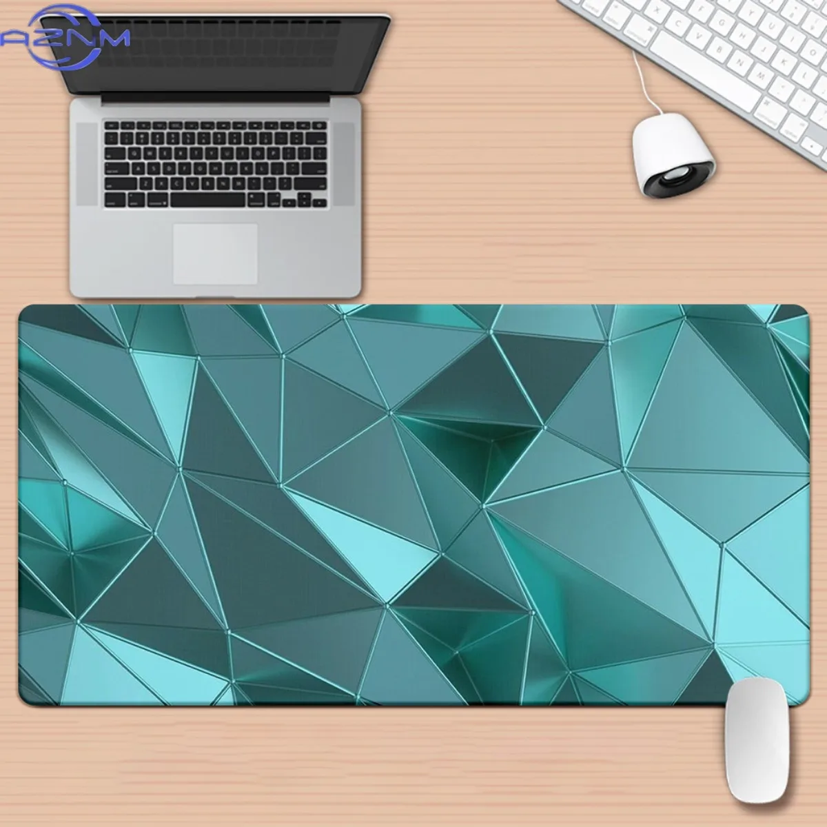 1pc a Blue Polygon Design High-Definition Printed Pad for Desks, a Multifunctional XXL Mousepad, Suitable for Gaming Keyboards A