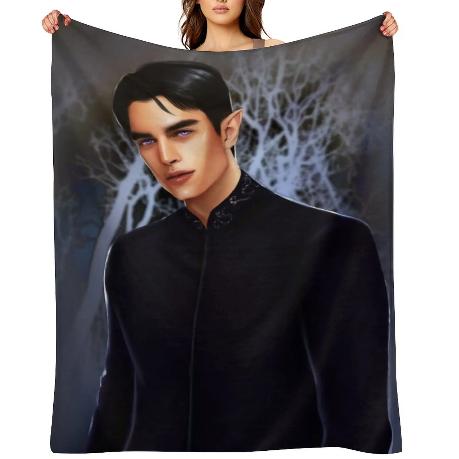 

Rhysand from ACOTAR series Throw Blanket Plaid on the sofa Softest Cute For Sofa Thin Blankets