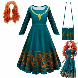 Disfraz de la película Brave Merida para niñas, vestido de princesa para Halloween, peluca para niños, Carnaval, fantasía, fiesta de Navidad, disfraz de Cosplay