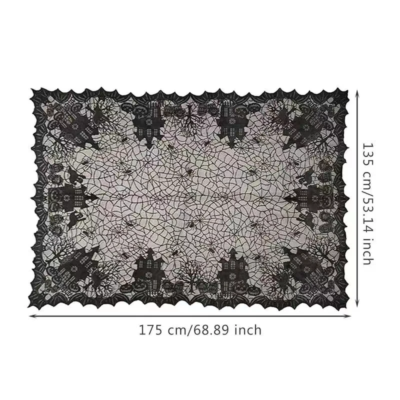 Halloween Black Spider Web Lace Ghost Skeleton Pumpkin Tablerunner House Tablecloth