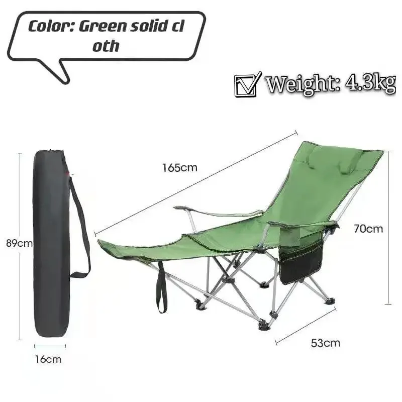 Outdoor Folding Chaise Longue Portable Ultra-Light Beach Siesta Napping Chair Self-Driving Tour Picnic Barbecue Folding Beds