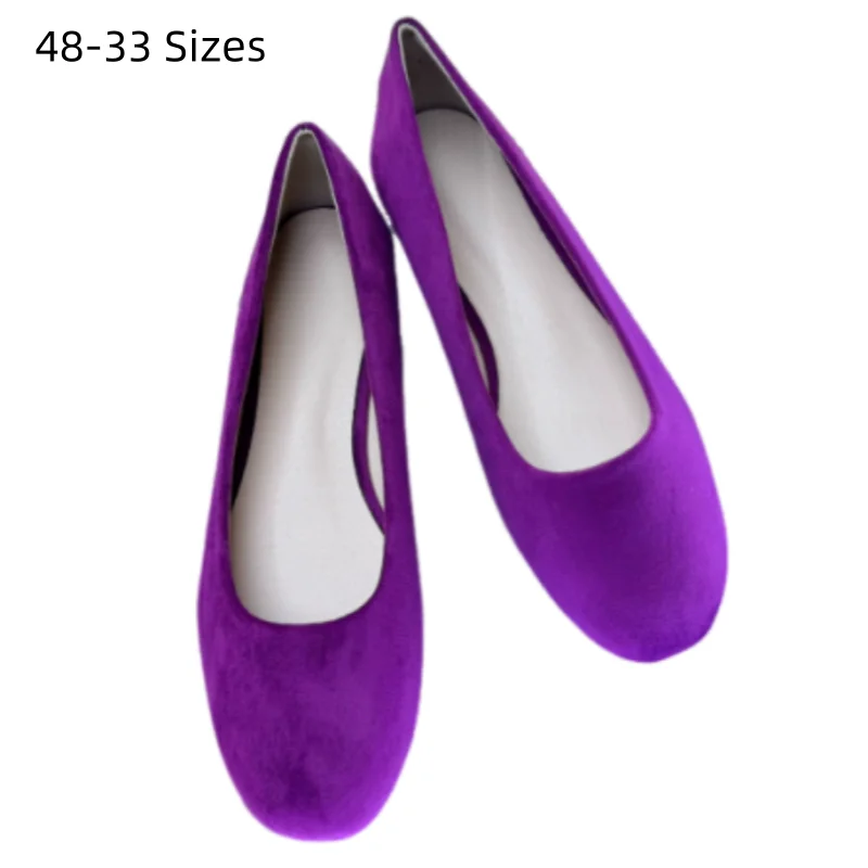 Lady Artificial Flannel Flats Round Tip Cute Shoes 2026 New Product Green Pinkish Purple Slip-On For Wide & Narrow Feet 48 44