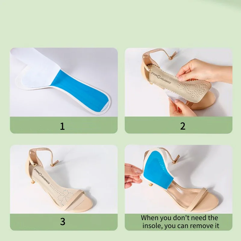 1 زوج النعال ذاتية اللصق للصنادل ذات الكعب العالي النساء الراحة ماصة للعرق نعل الحذاء رغوة الذاكرة سبع نقاط منصات الأحذية #5