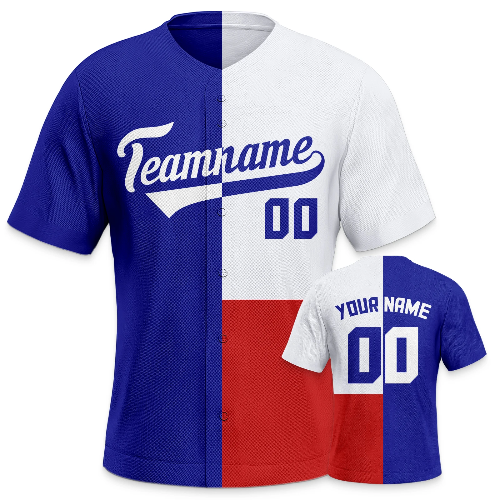 Blue White Red Custom Baseball Jersey Sports Fan Gifts Customize Team Name Number Printed Men Women Youth Kids Baseball Uniform